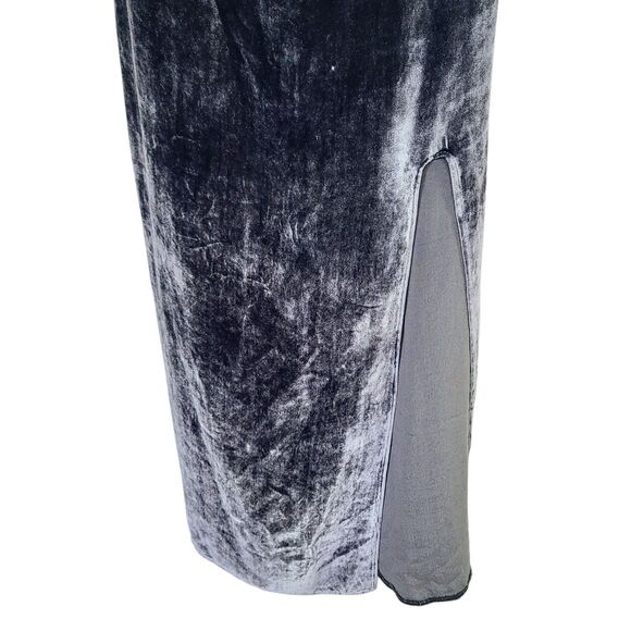 NEW Reformation Dress L Gray Velvet Spaghetti Straps Front Slit Sheath - Picture 3 of 10